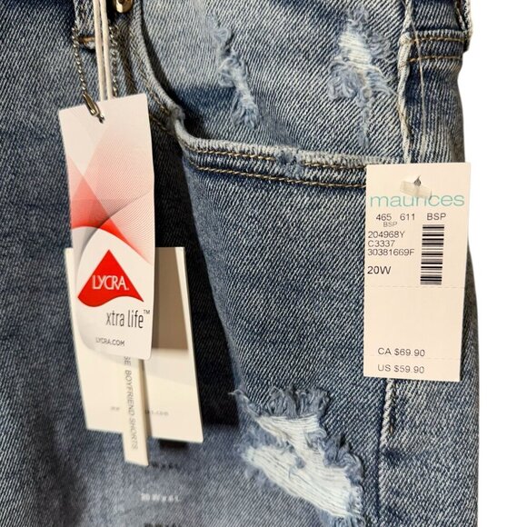 Kancan Womens Distressed Denim Shorts NWT Raw Hem Light Wash Mid-Rise Size 20 - Picture 4 of 9